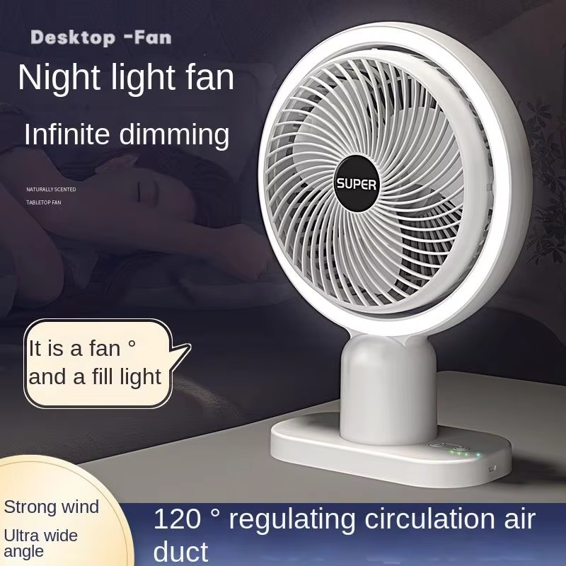 Circulating Rechargeable Tabel Fan With Light
